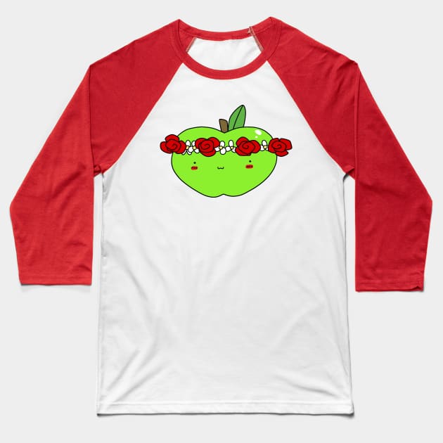 Flower Crown Green Apple Baseball T-Shirt by saradaboru